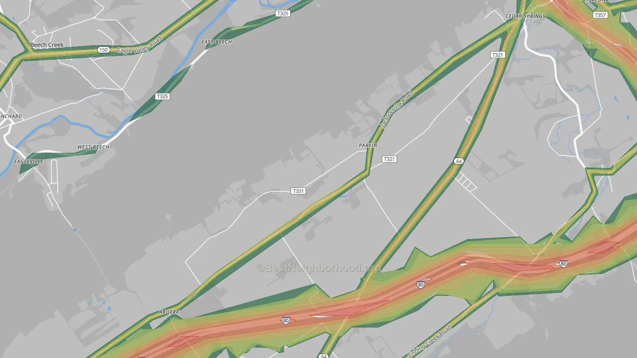 Parvin, PA Map of Noise Levels in Parvin