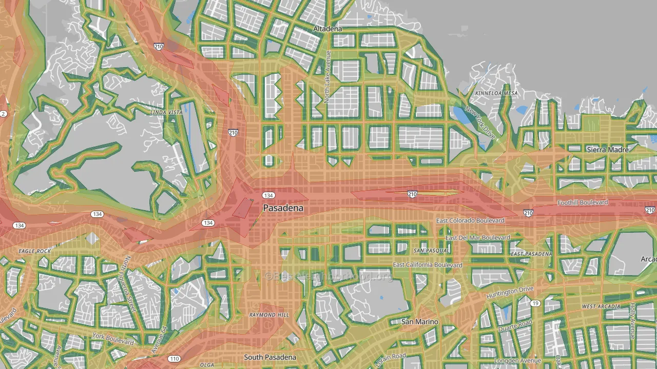 Pasadena, CA Map of Noise Levels in Pasadena
