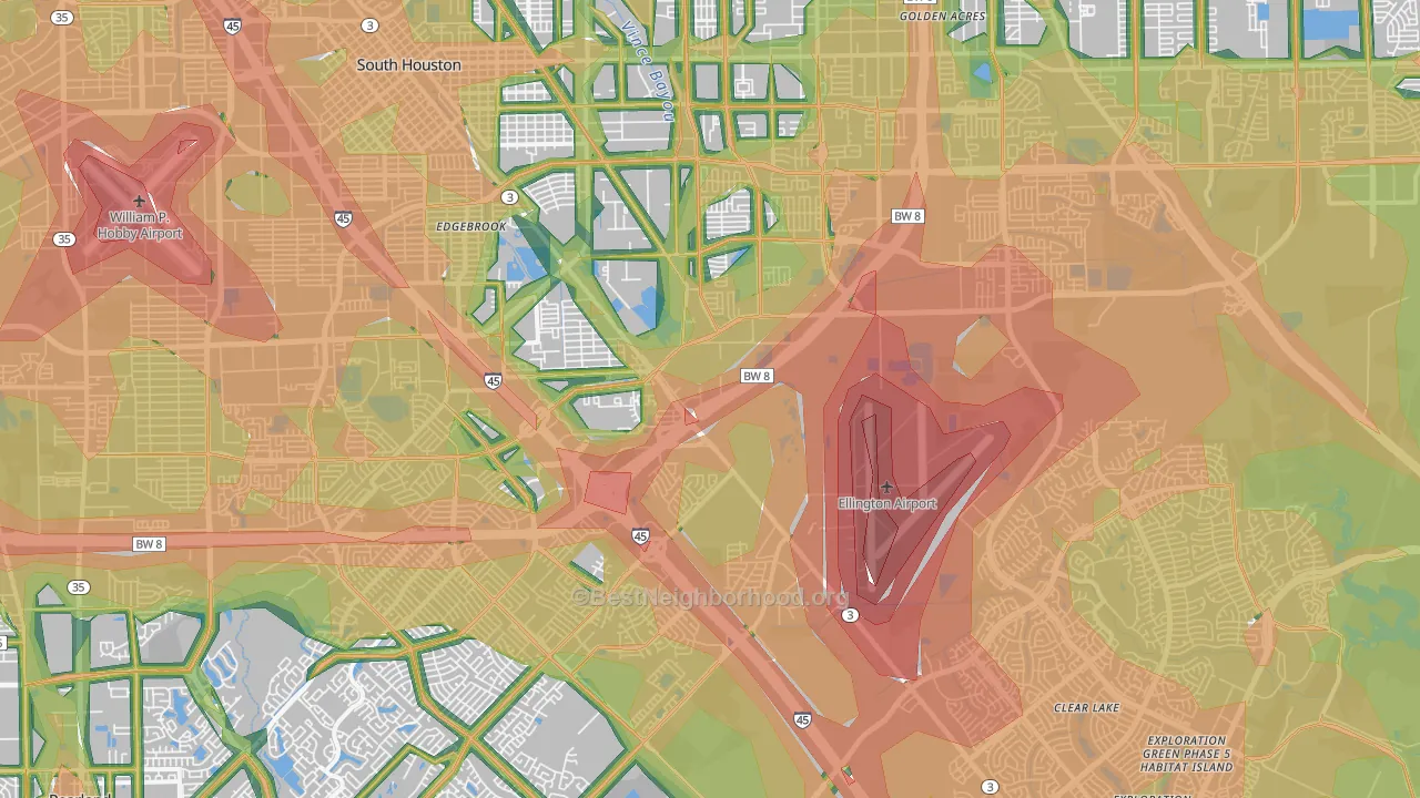 Pasadina, Houston, TX Map of Noise Levels in Pasadina