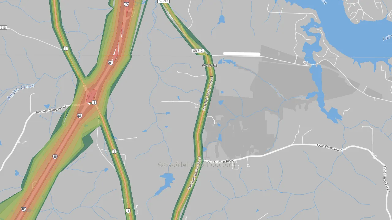 Paschall, NC Map of Noise Levels in Paschall