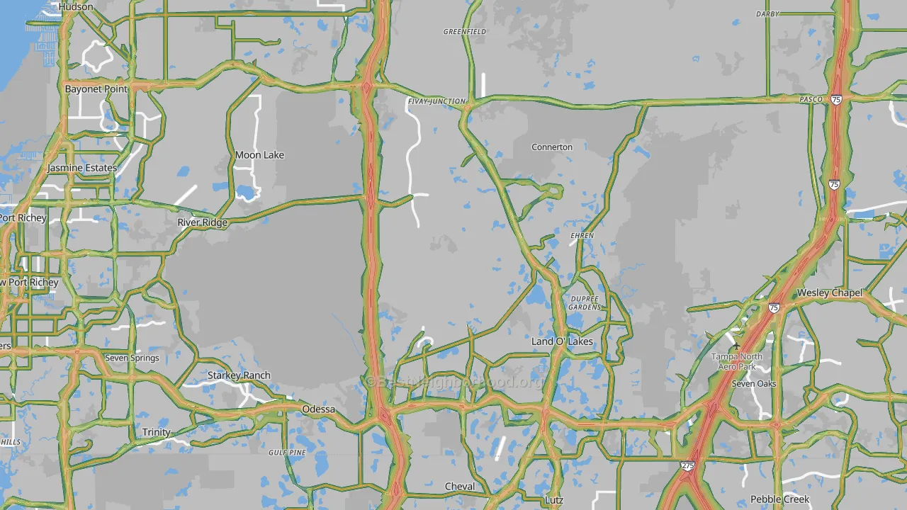 Pasco County, FL Map of Noise Levels in Pasco County
