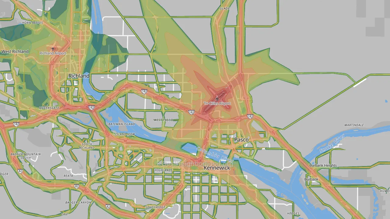 Pasco, WA Map of Noise Levels in Pasco