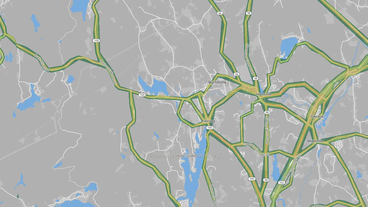 Pascoag, RI Map of Noise Levels in Pascoag