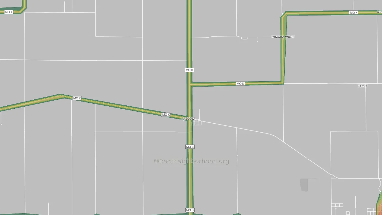 Pascola, MO Map of Noise Levels in Pascola