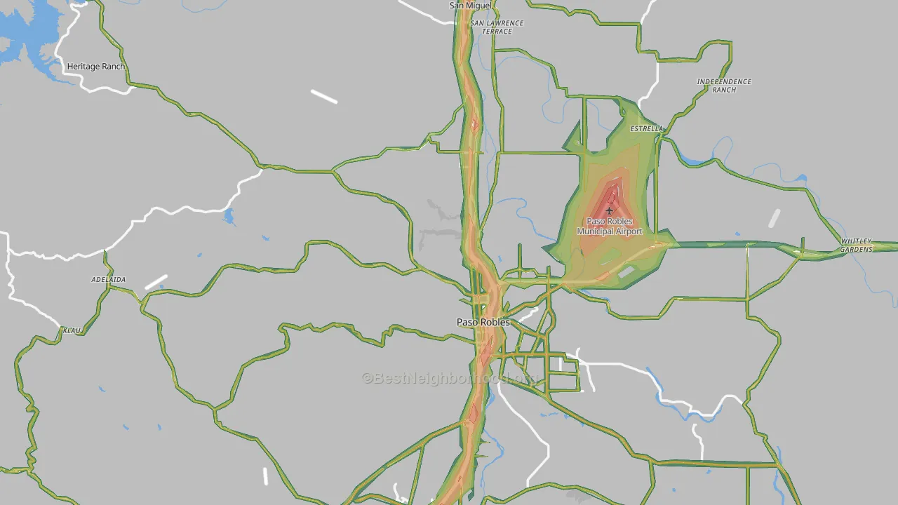 Paso Robles, CA Map of Noise Levels in Paso Robles