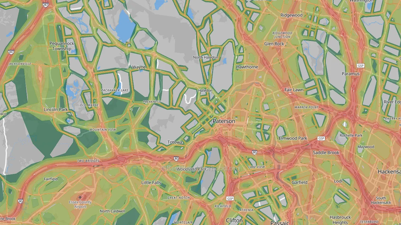 Passaic County, NJ Map of Noise Levels in Passaic County