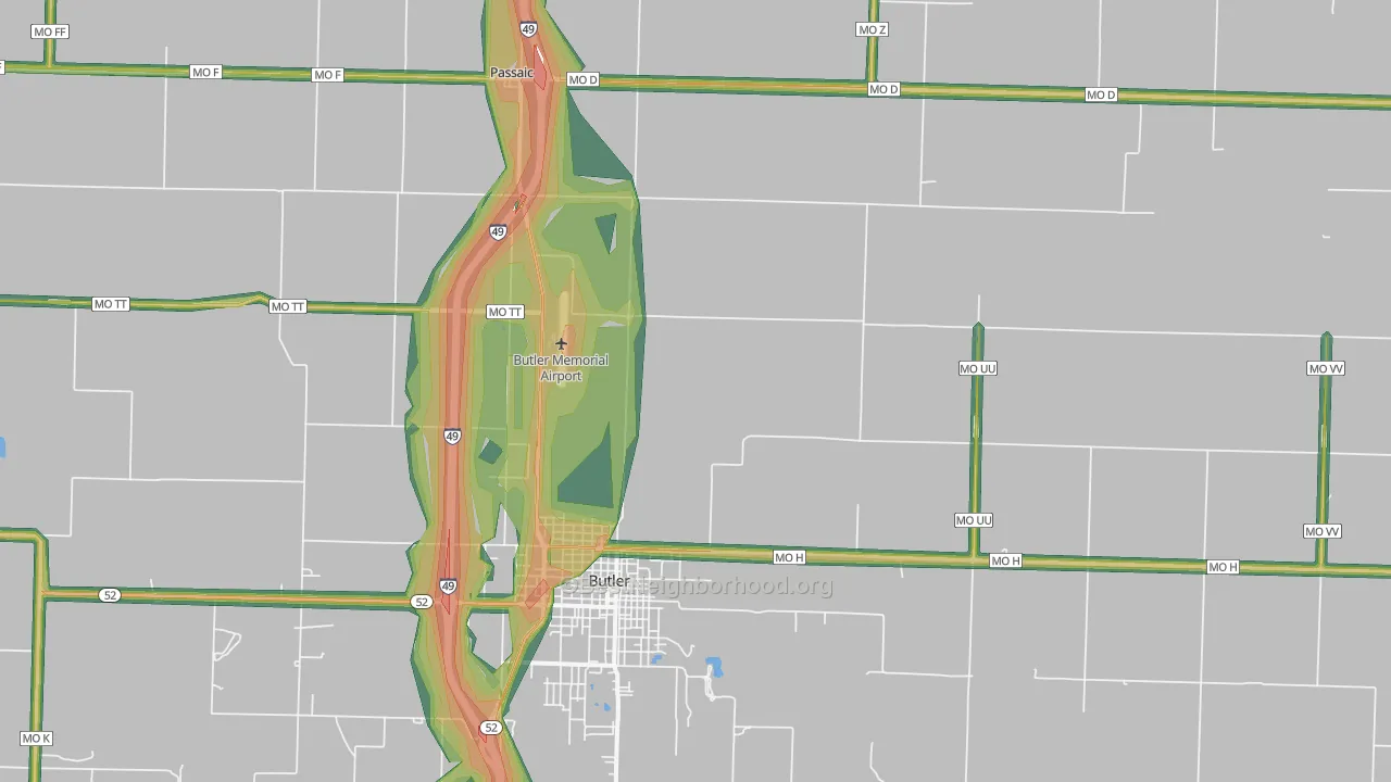 Passaic, MO Map of Noise Levels in Passaic