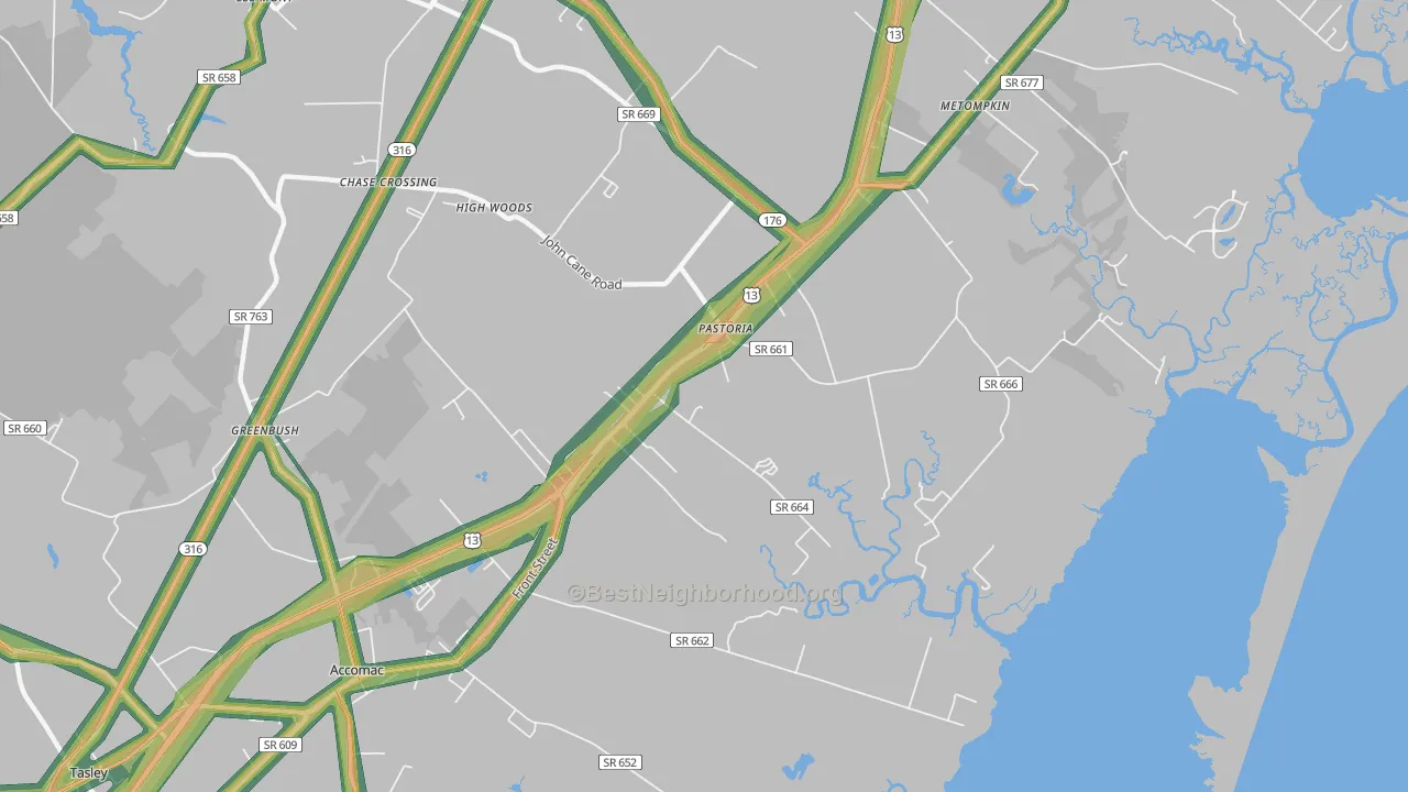 Pastoria, VA Map of Noise Levels in Pastoria