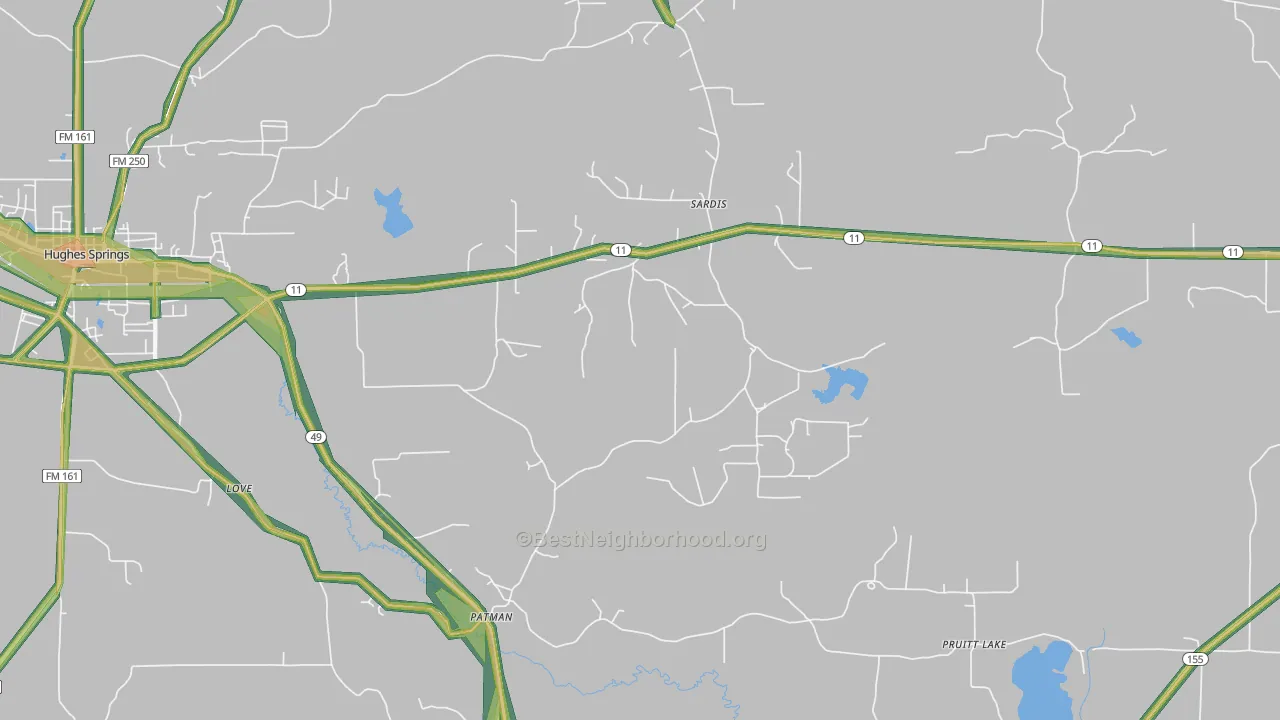 Patman, TX Map of Noise Levels in Patman