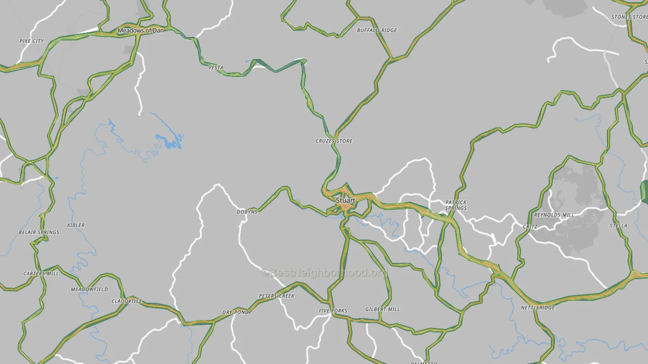 Patrick County, VA Map of Noise Levels in Patrick County