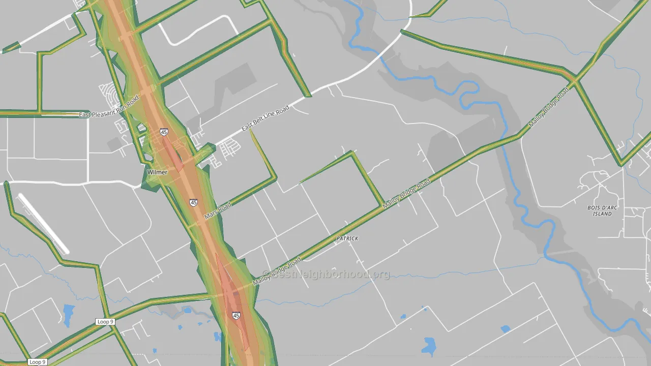 Patrick, TX Map of Noise Levels in Patrick