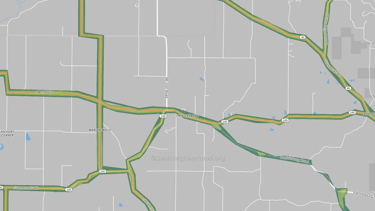 Patricksburg, IN Map of Noise Levels in Patricksburg