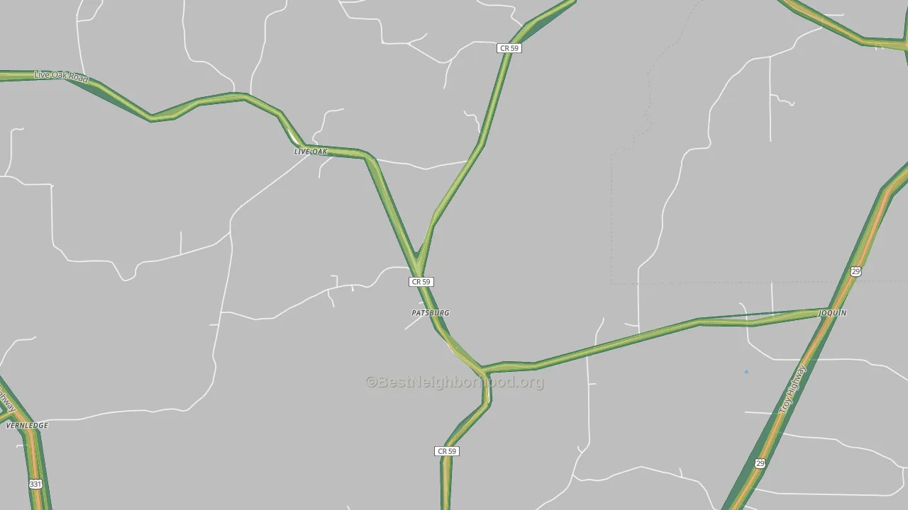 Patsburg, AL Map of Noise Levels in Patsburg