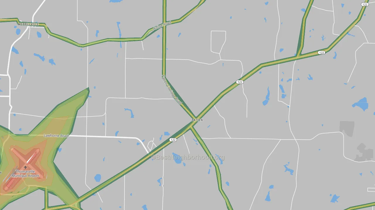 Patten, GA Map of Noise Levels in Patten