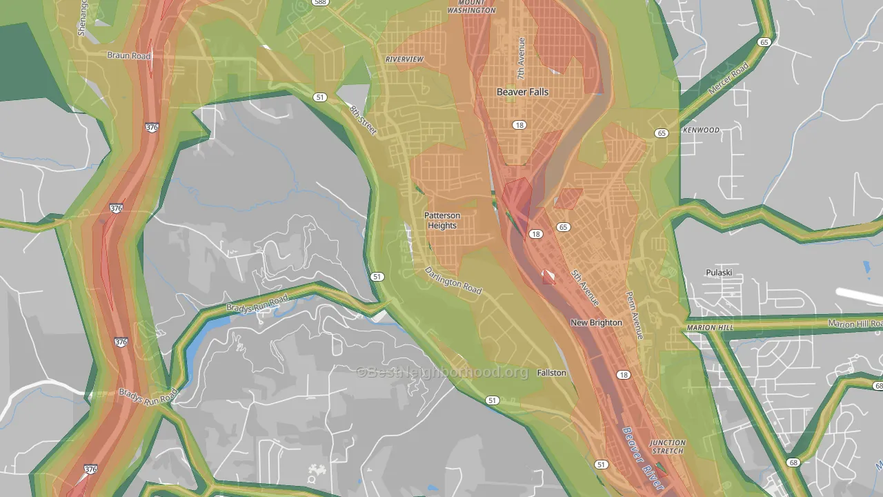 Patterson Heights, PA Map of Noise Levels in Patterson Heights