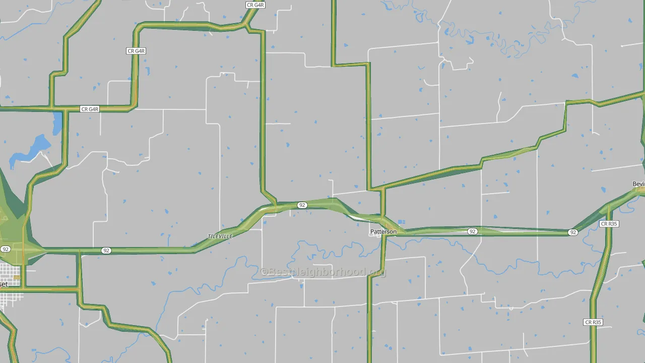Patterson, IA Map of Noise Levels in Patterson