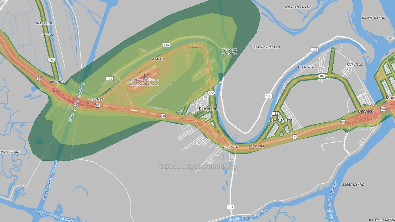 Patterson, LA Map of Noise Levels in Patterson