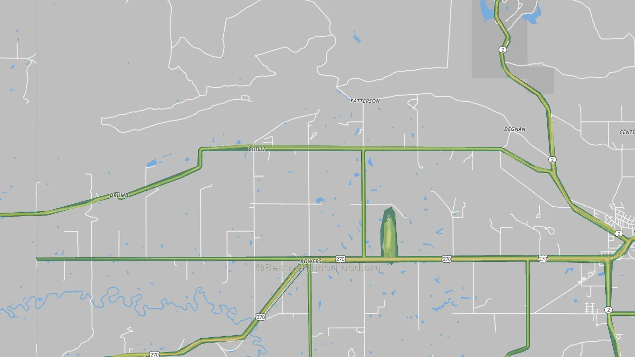 Patterson, OK Map of Noise Levels in Patterson
