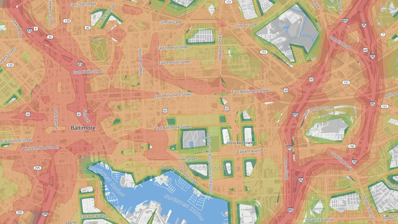 Patterson Park, Baltimore, MD Map of Noise Levels in Patterson Park