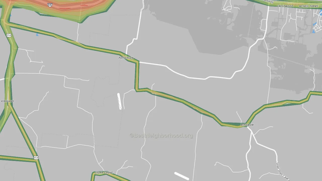 Patterson, TN Map of Noise Levels in Patterson
