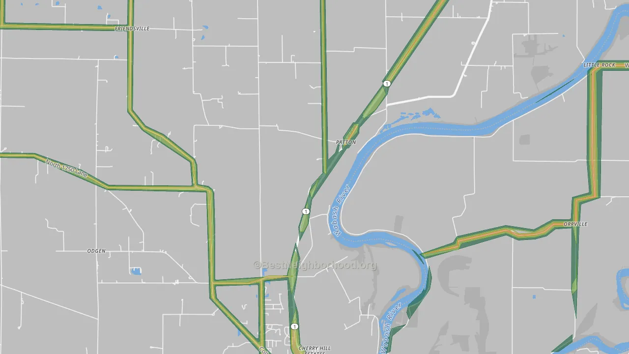 Patton, IL Map of Noise Levels in Patton