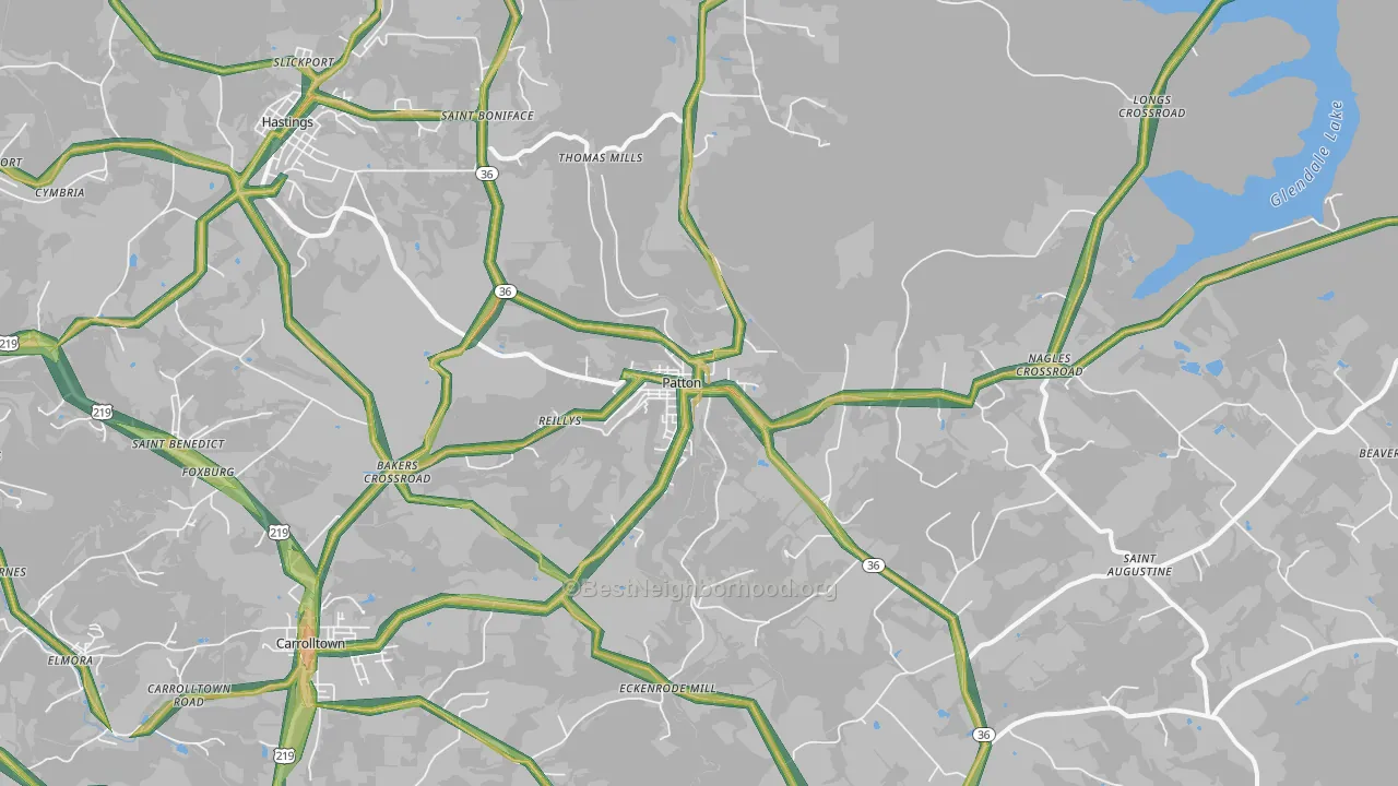 Patton, PA Map of Noise Levels in Patton