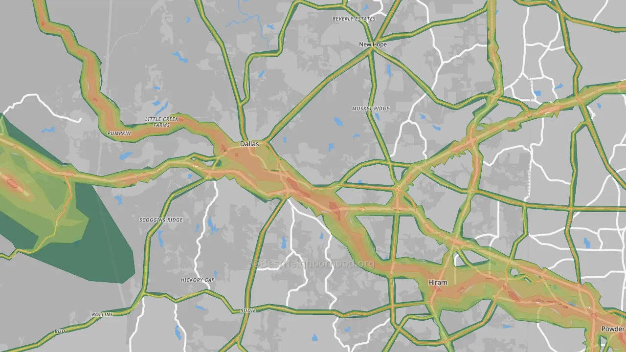 Paulding County, GA Map of Noise Levels in Paulding County