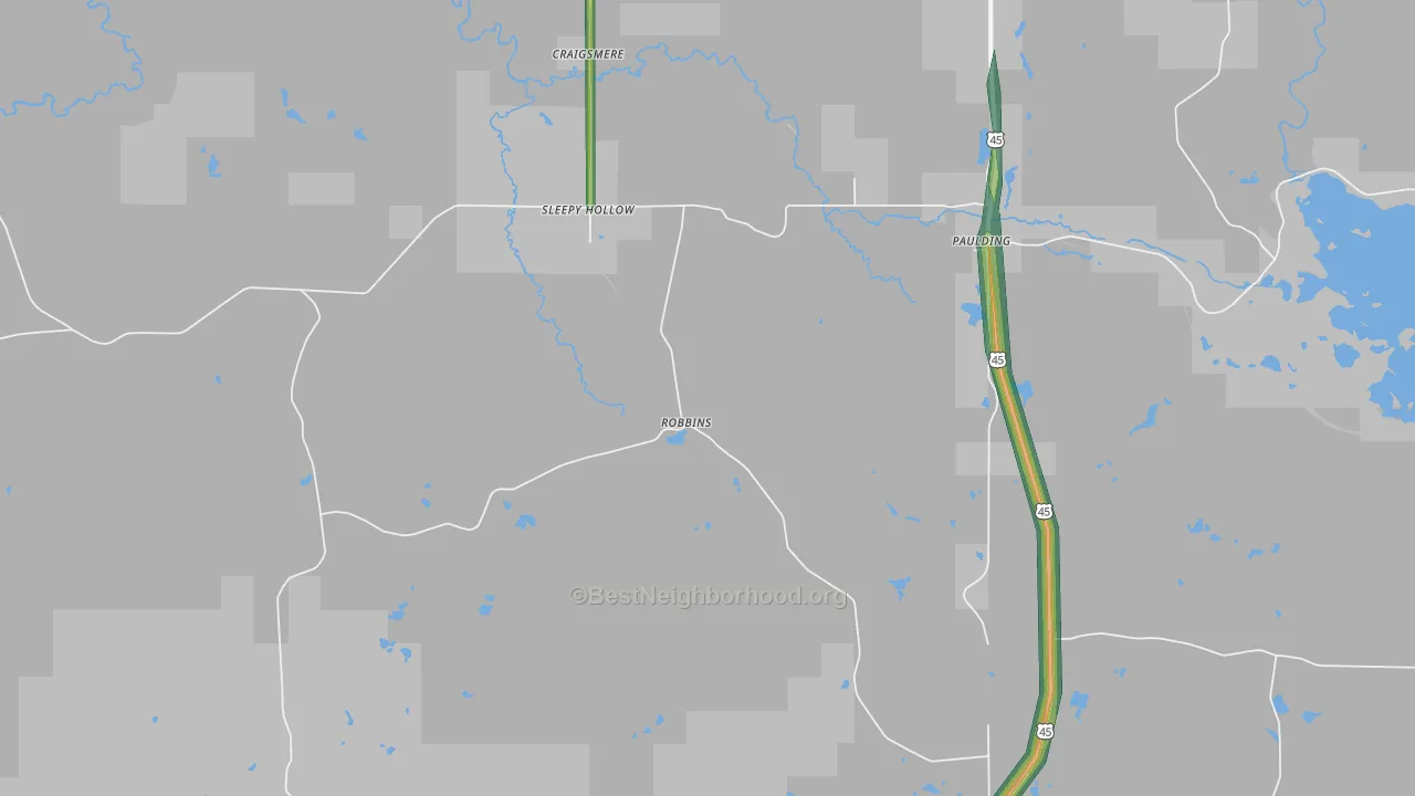 Paulding, MI Map of Noise Levels in Paulding