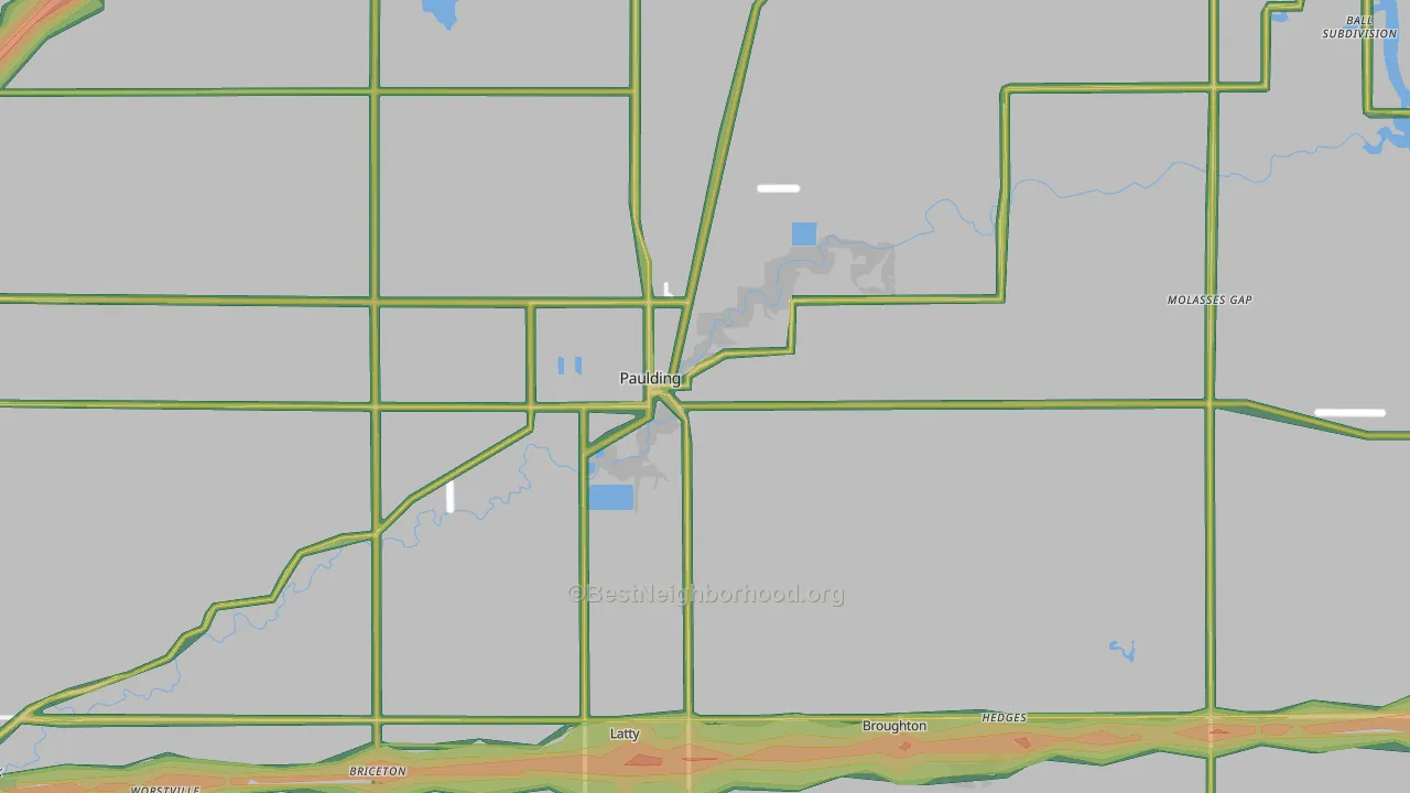 Paulding, OH Map of Noise Levels in Paulding
