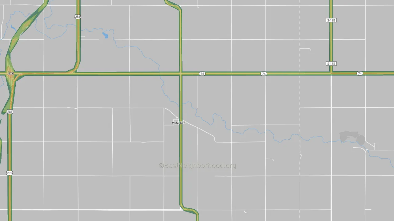 Pauline, NE Map of Noise Levels in Pauline