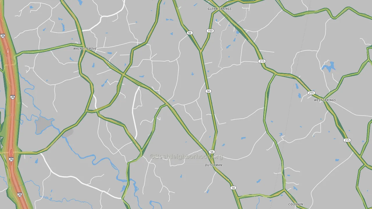 Pauline, SC Map of Noise Levels in Pauline
