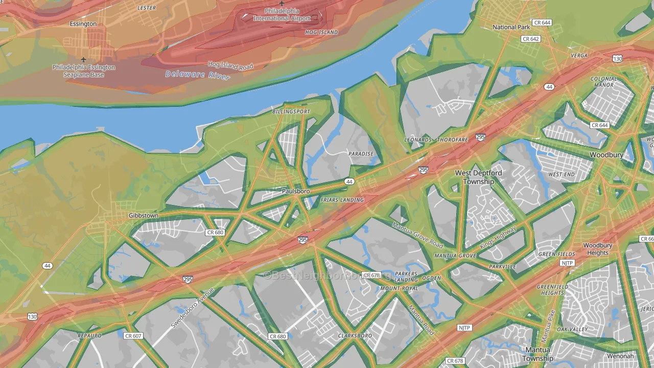 Paulsboro, NJ Map of Noise Levels in Paulsboro