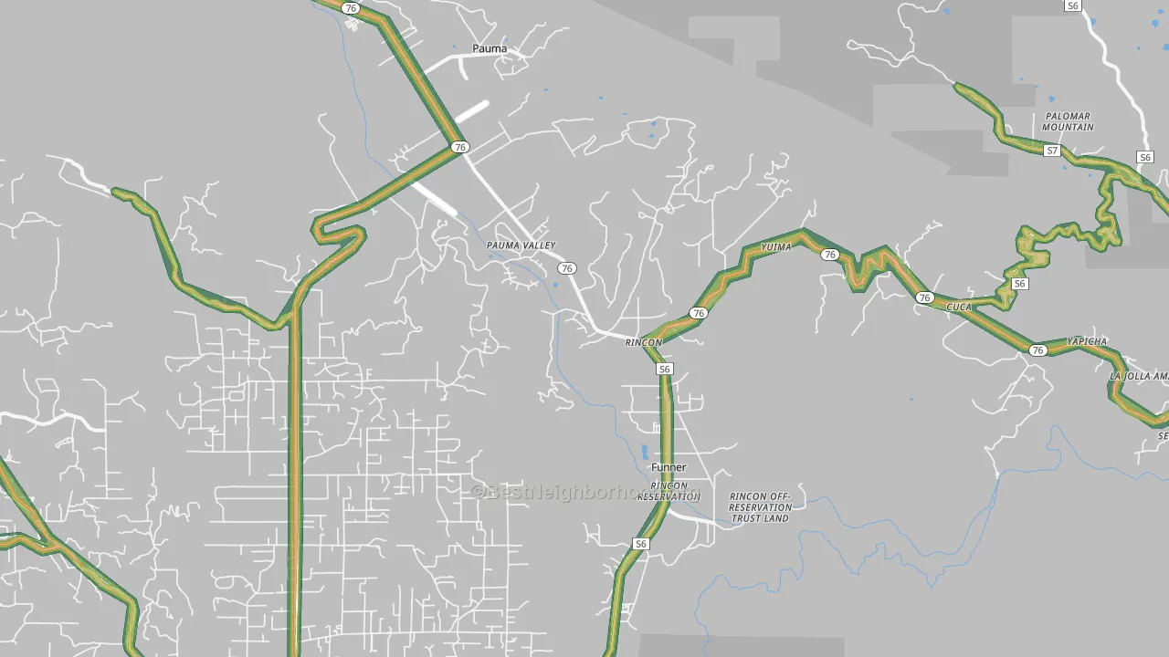 Pauma Valley, CA Map of Noise Levels in Pauma Valley