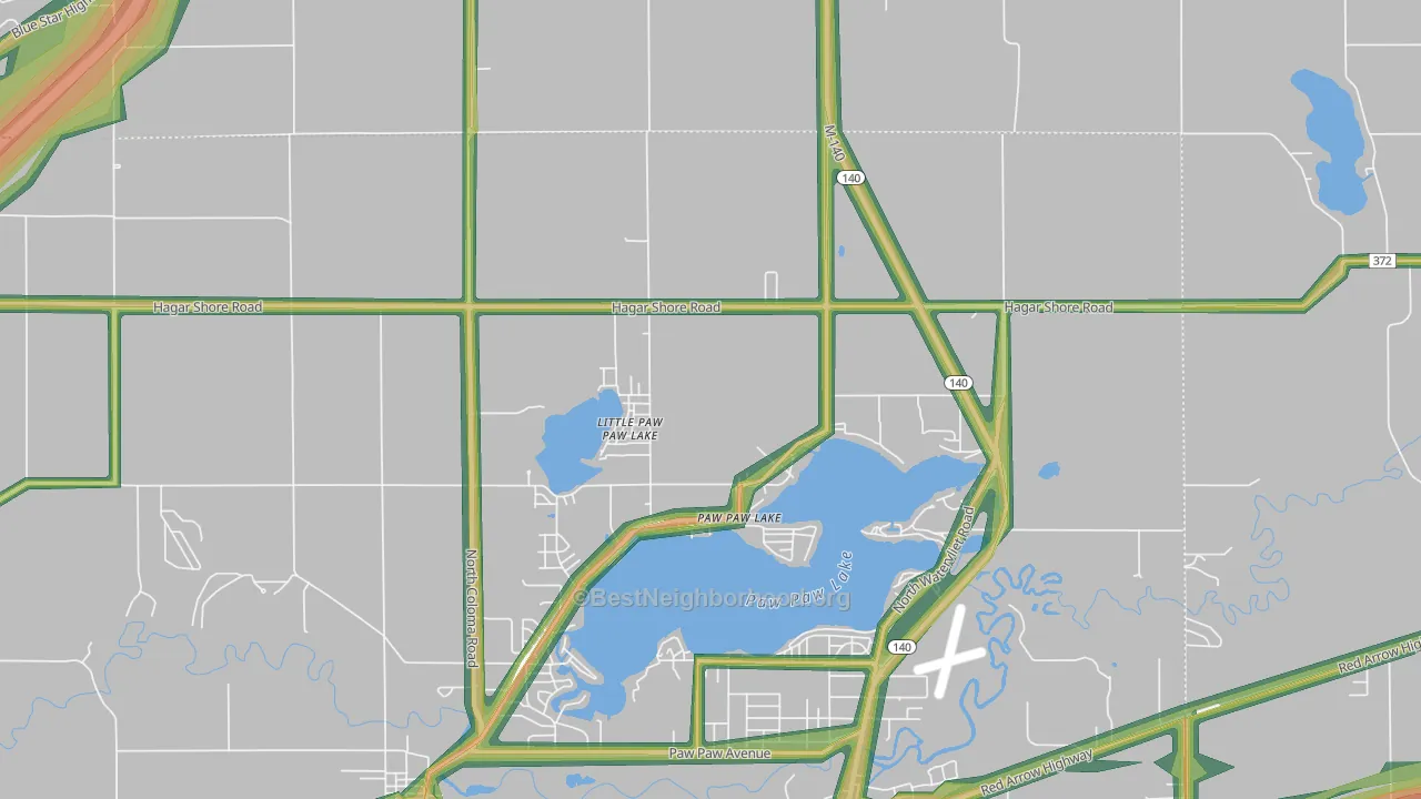 Paw Paw Lake, MI Map of Noise Levels in Paw Paw Lake
