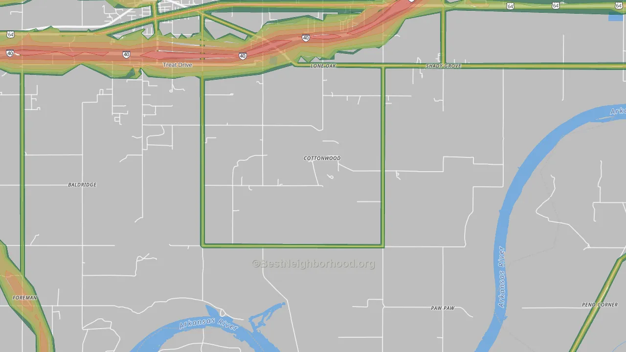 Paw Paw, OK Map of Noise Levels in Paw Paw