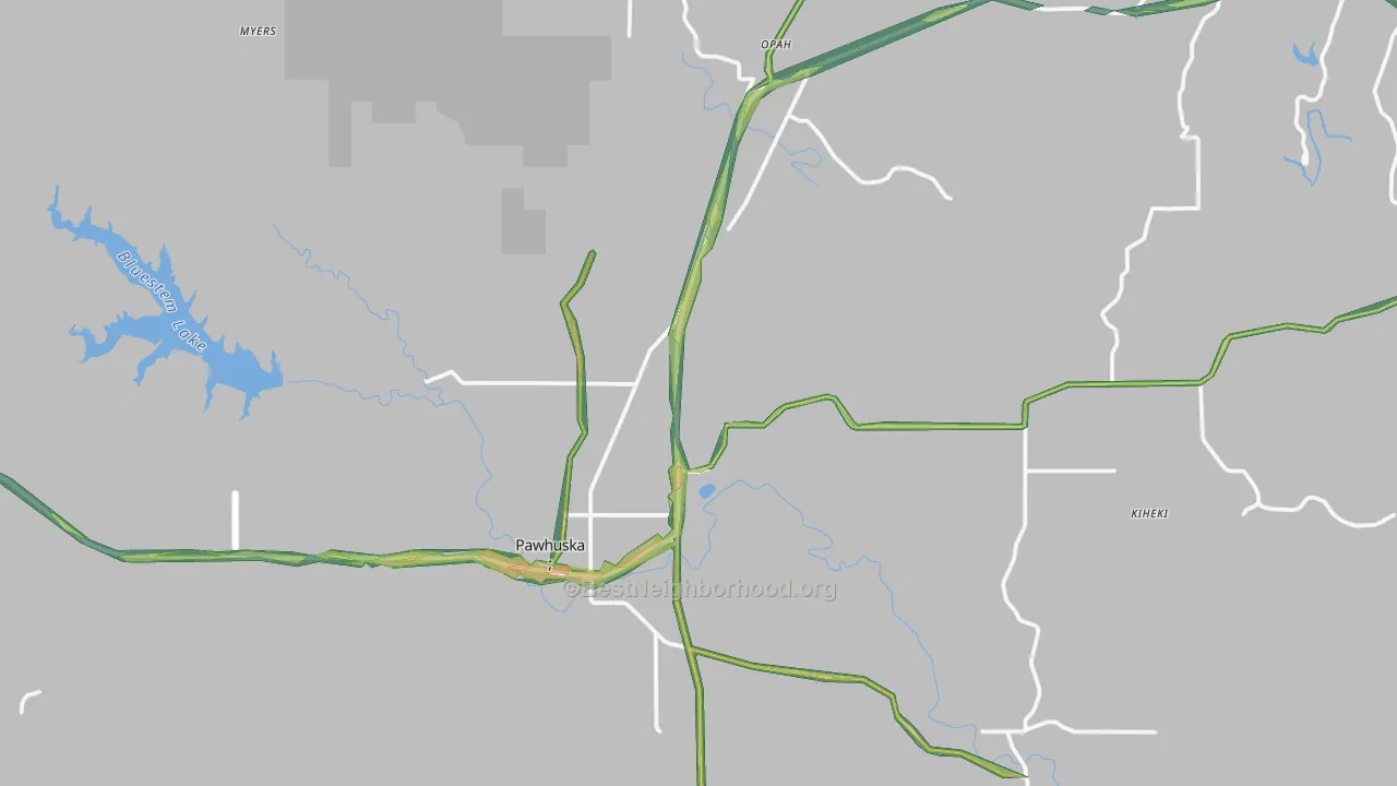 Pawhuska, OK Map of Noise Levels in Pawhuska
