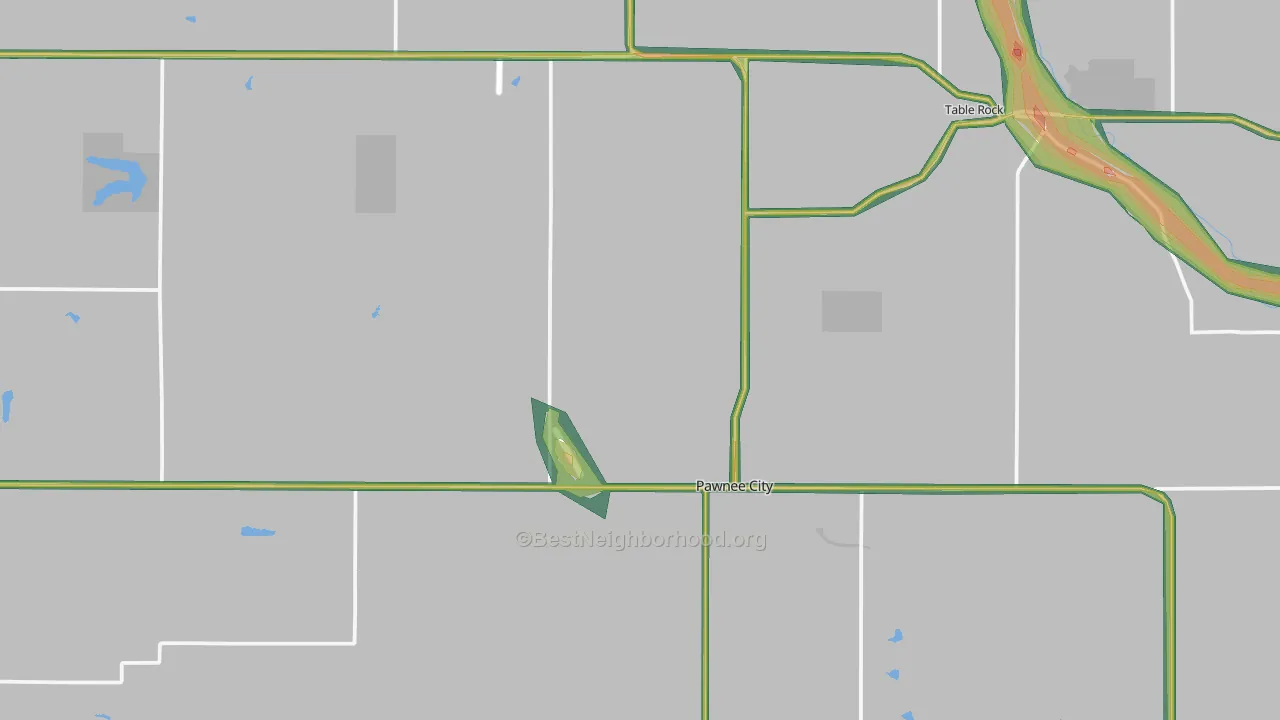 Pawnee County, NE Map of Noise Levels in Pawnee County