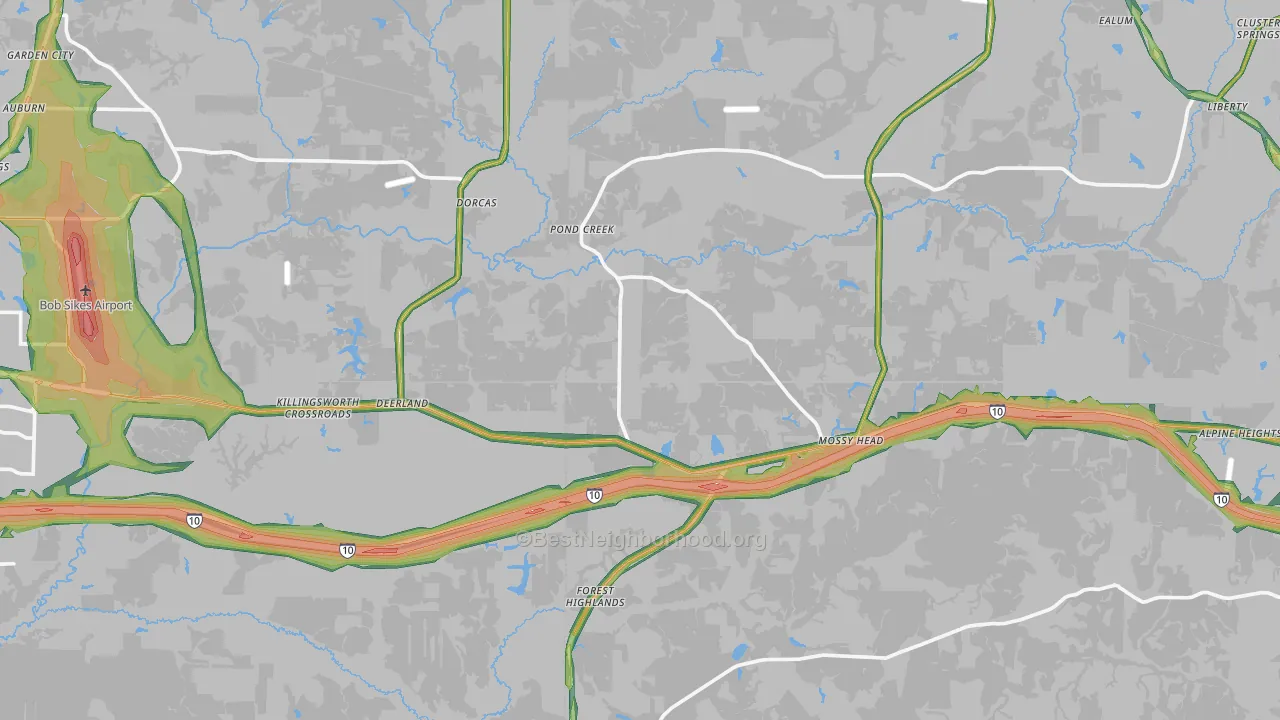 Paxton, FL Map of Noise Levels in Paxton