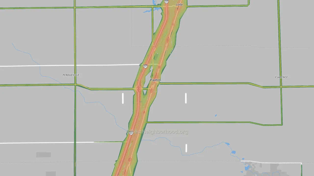 Paxton, IL Map of Noise Levels in Paxton