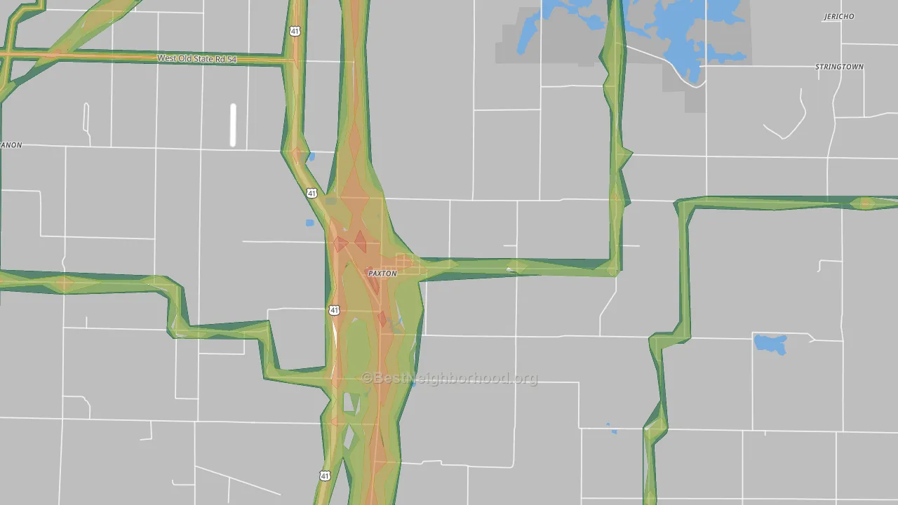 Paxton, IN Map of Noise Levels in Paxton
