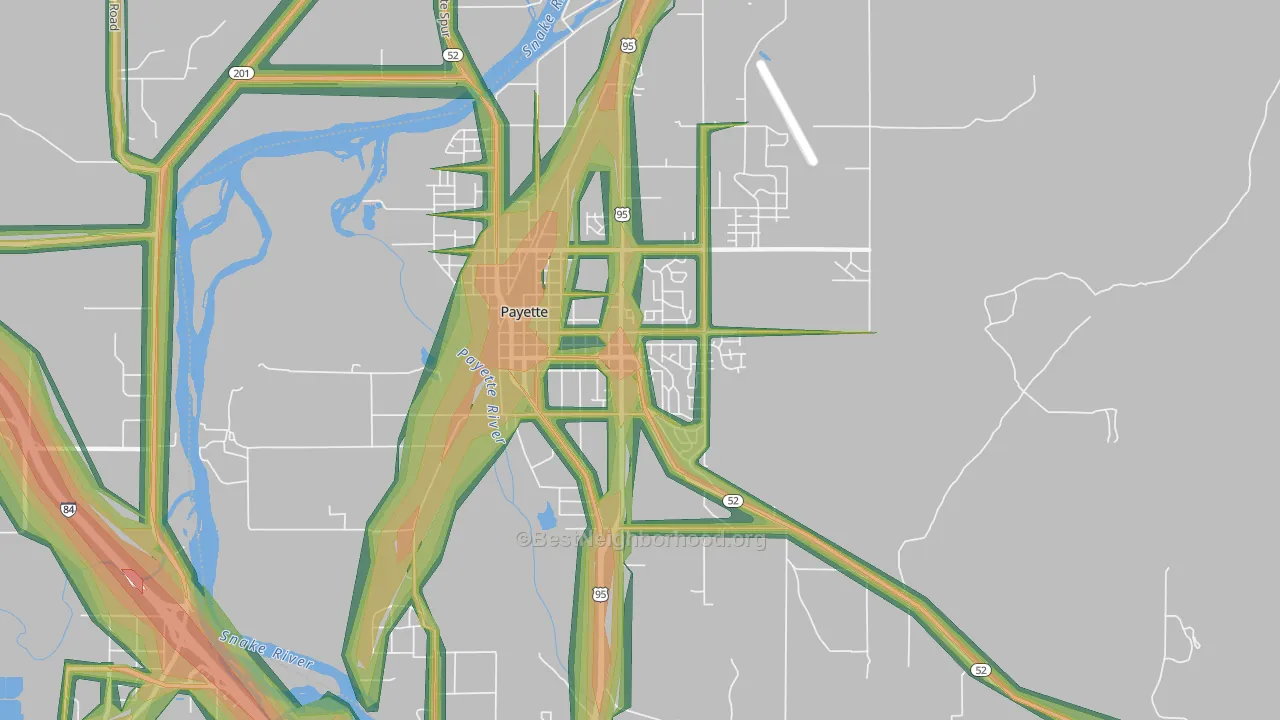 Payette Heights, Payette, ID Map of Noise Levels in Payette Heights