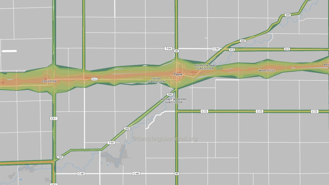 Payne, OH Map of Noise Levels in Payne