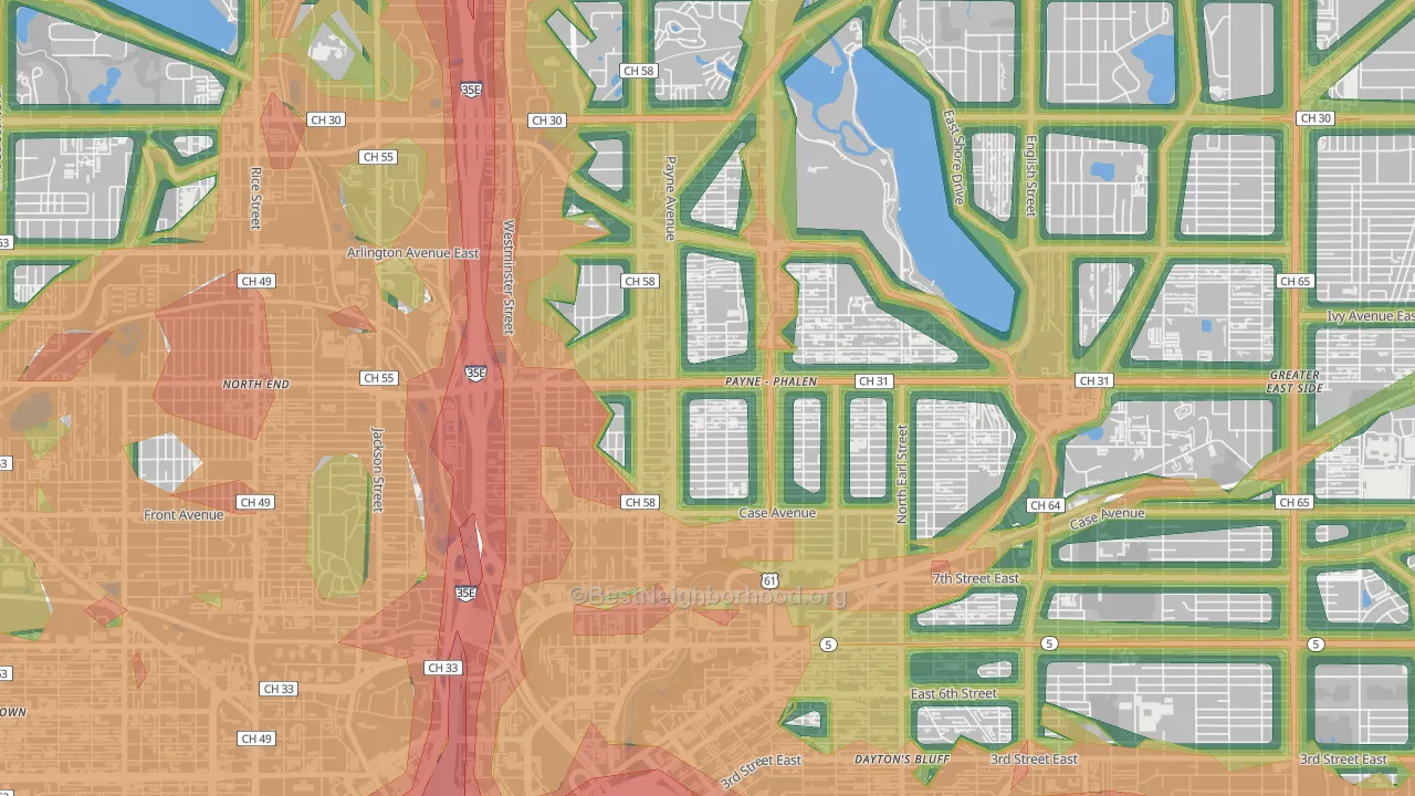 Payne Phallen, St. Paul, MN Map of Noise Levels in Payne Phallen