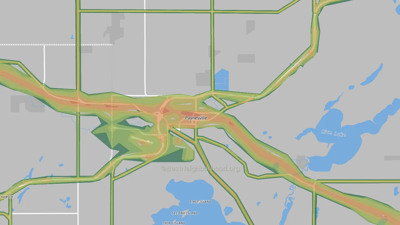 Paynesville, MN Map of Noise Levels in Paynesville