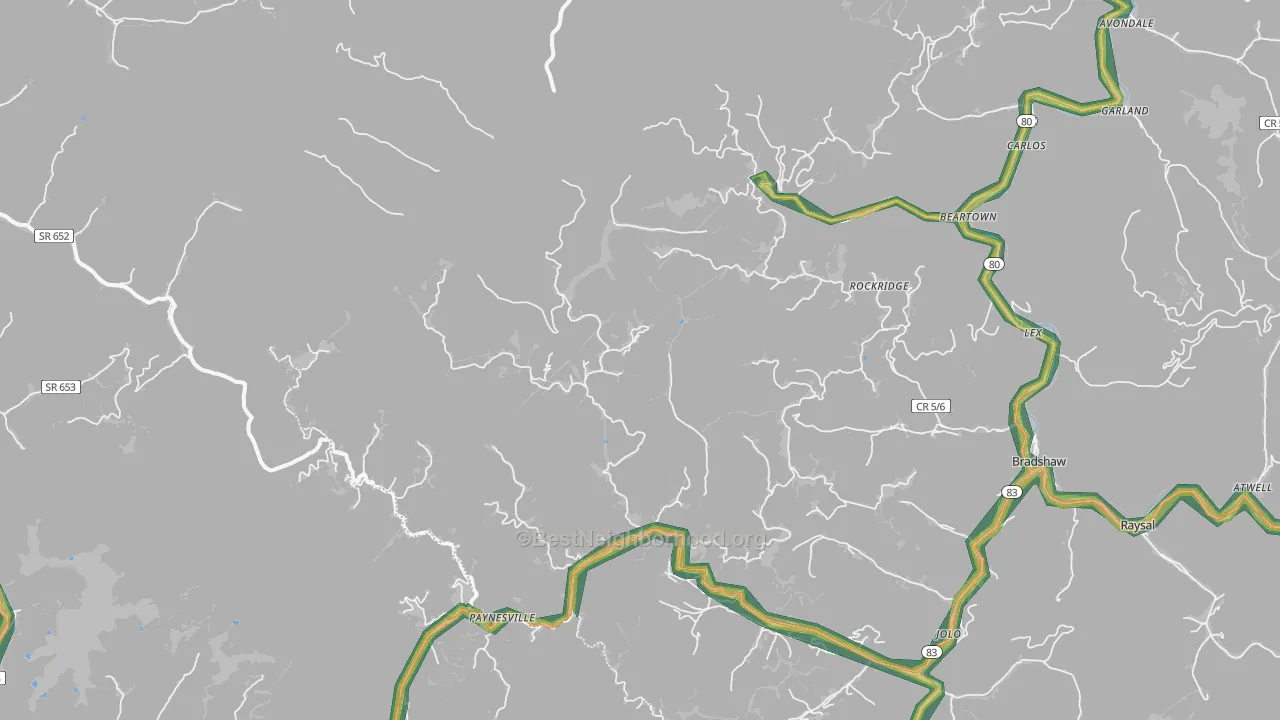 Paynesville, WV Map of Noise Levels in Paynesville