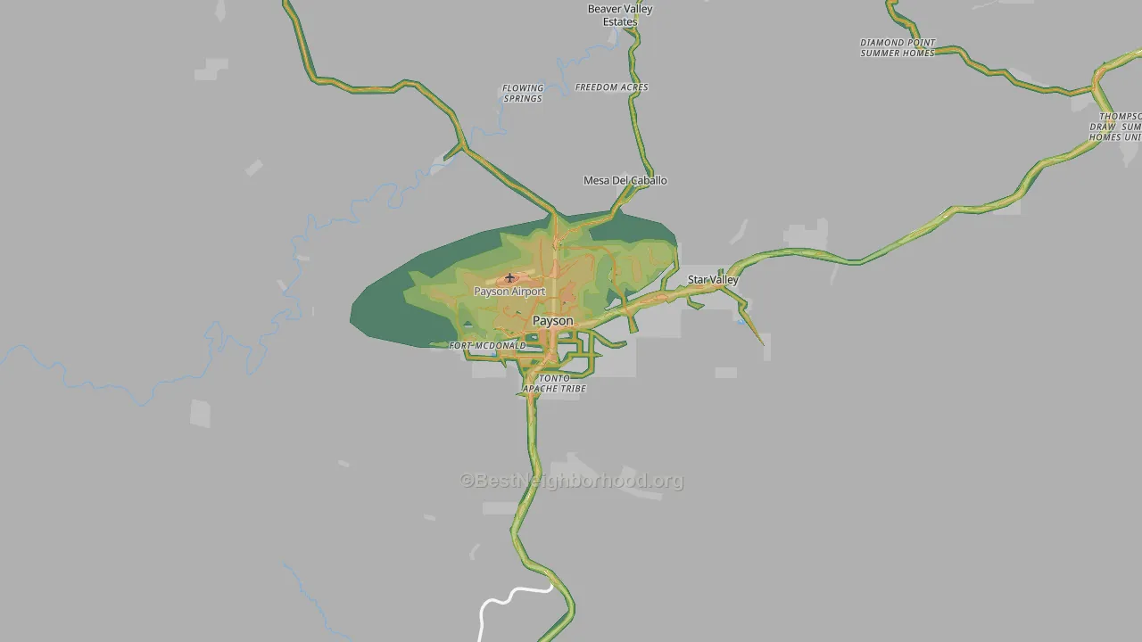 Payson, AZ Map of Noise Levels in Payson