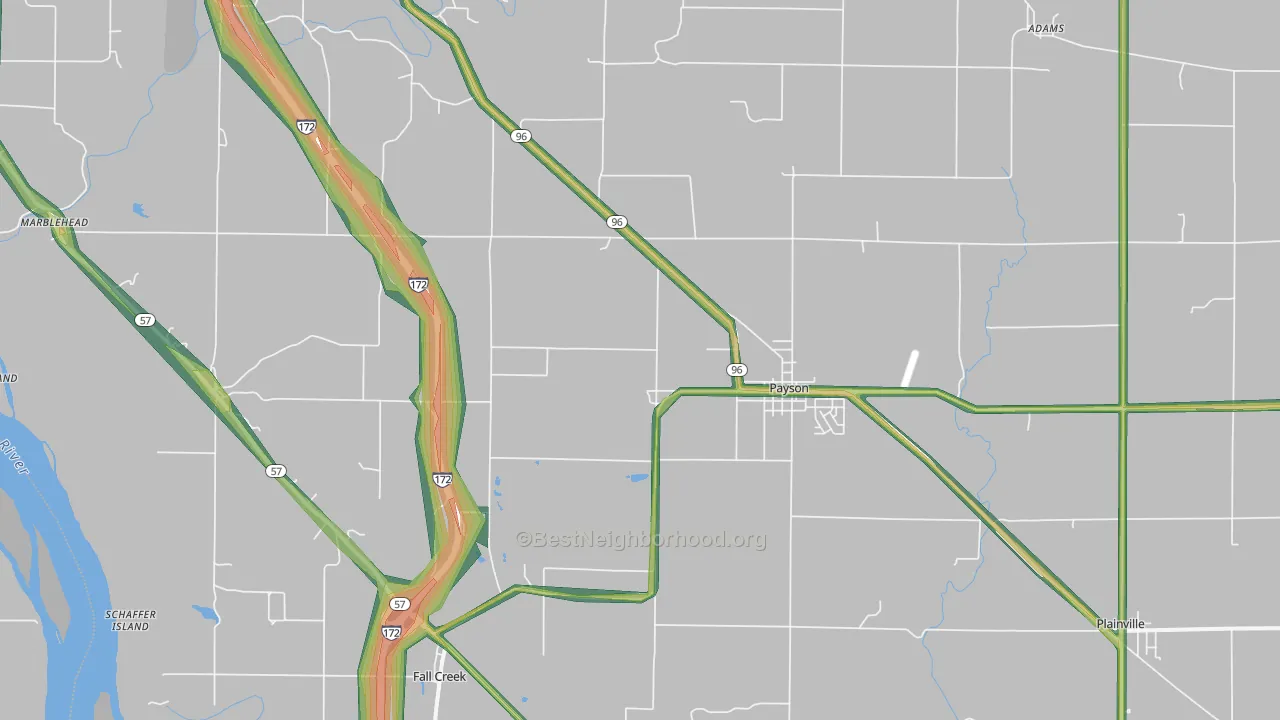 Payson, IL Map of Noise Levels in Payson