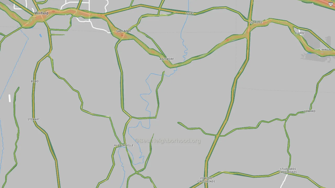 Pea Ridge, AL Map of Noise Levels in Pea Ridge
