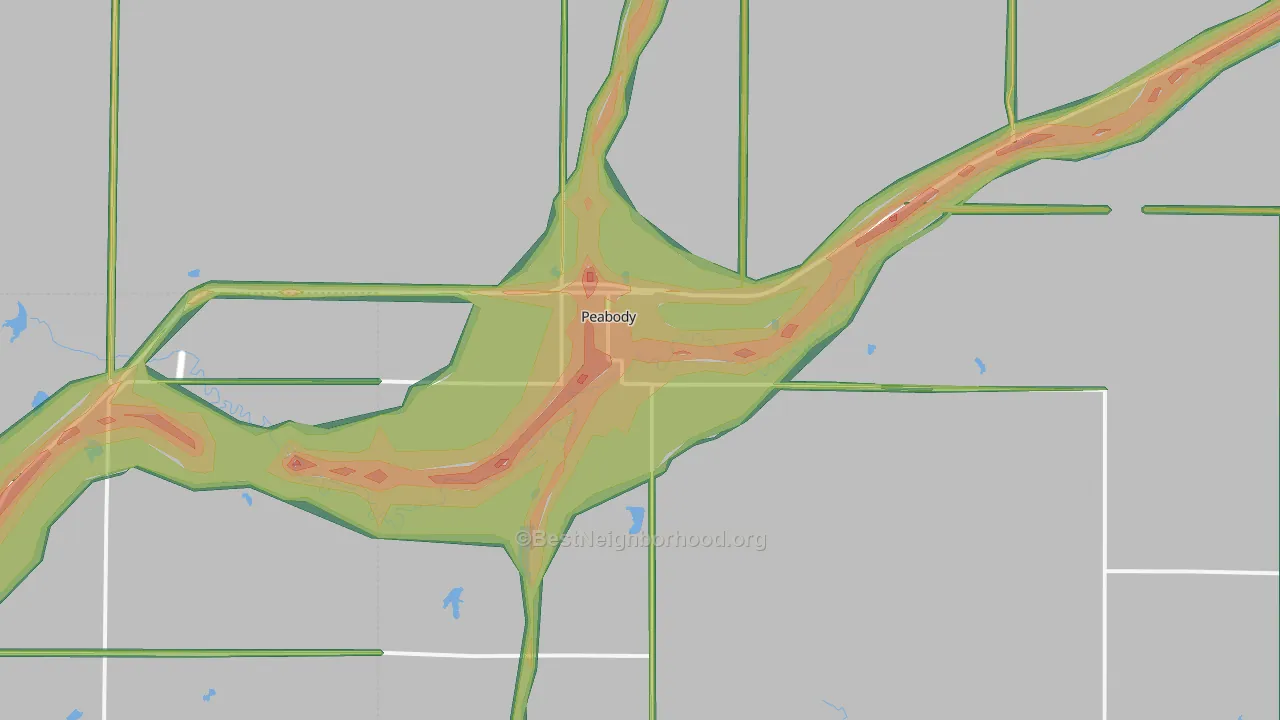 Peabody, KS Map of Noise Levels in Peabody