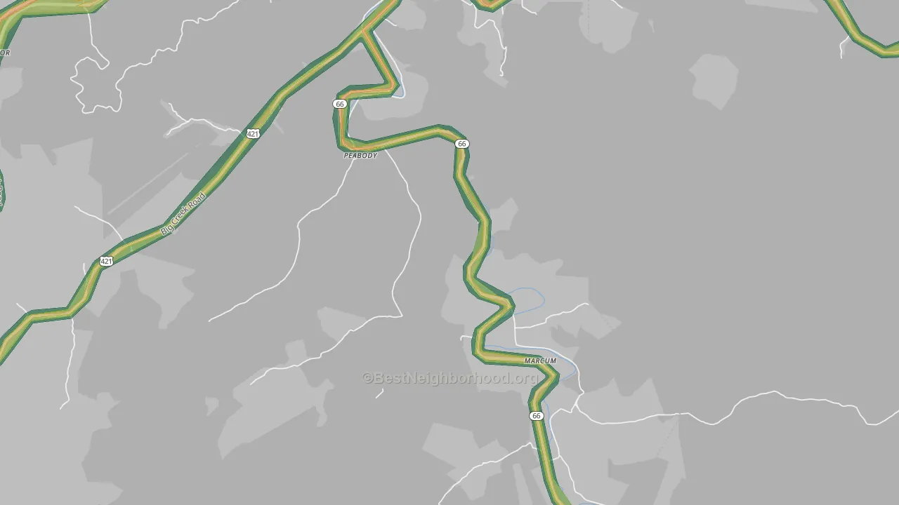 Peabody, KY Map of Noise Levels in Peabody